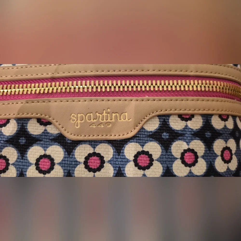 Spartina 449 Women's Blue Floral Linen & Leather Mini Backpack